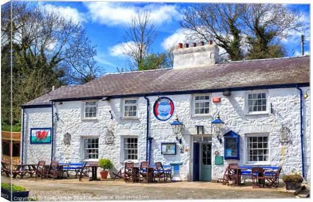 The historic Ship Inn in Red Wharf Bay, Anglesey,  Canvas Print by Kevin Hellon