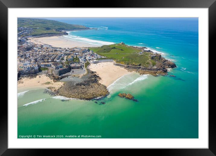 Aerial photograph of St Ives, Cornwall, England Framed Mounted Print by Tim Woolcock