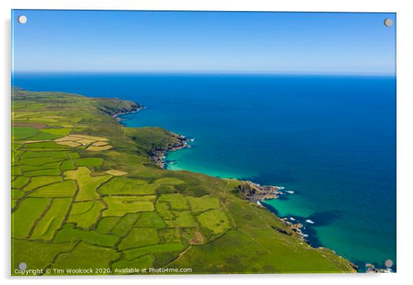 Beautiful coast near St Ives, Cornwall, England Acrylic by Tim Woolcock