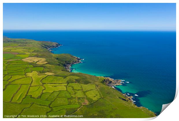 Beautiful coast near St Ives, Cornwall, England Print by Tim Woolcock
