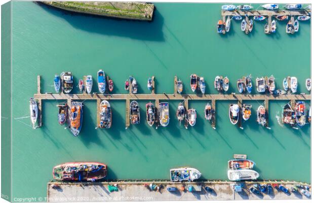 Aerial photograph of Newlyn harbour, Penzance, Cornwall, England Canvas Print by Tim Woolcock