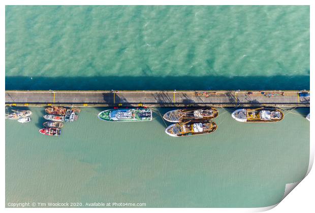 Aerial photograph of Newlyn harbour, Penzance, Cornwall, England Print by Tim Woolcock