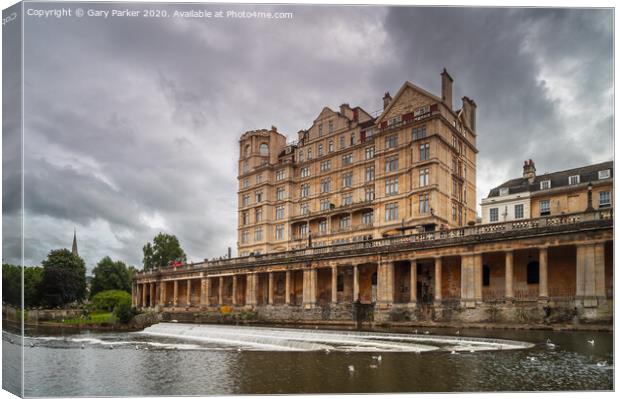 An imposing building over the river Avon in Bath, England	 Canvas Print by Gary Parker