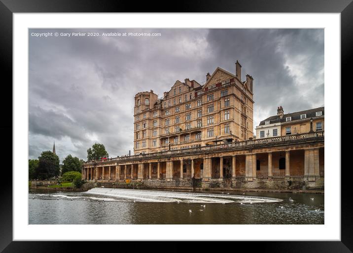An imposing building over the river Avon in Bath, England	 Framed Mounted Print by Gary Parker