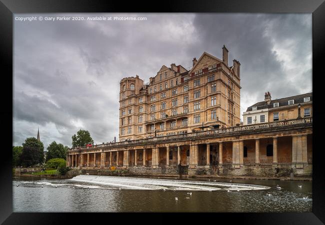 An imposing building over the river Avon in Bath, England	 Framed Print by Gary Parker
