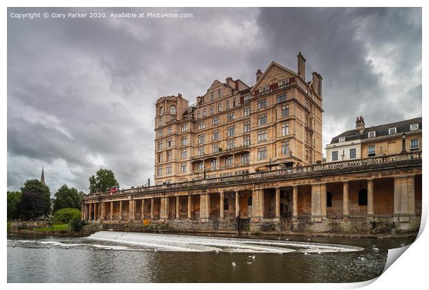 An imposing building over the river Avon in Bath, England	 Print by Gary Parker