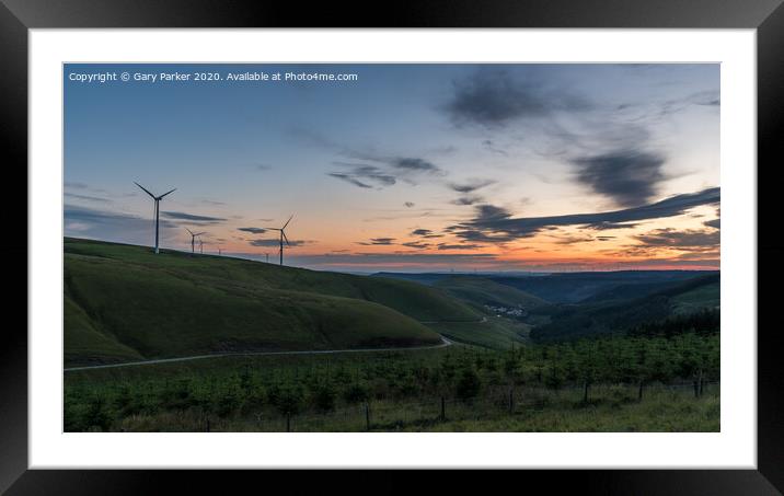 Sunset over the south Wales valleys from the Bwlch mountain.  Framed Mounted Print by Gary Parker