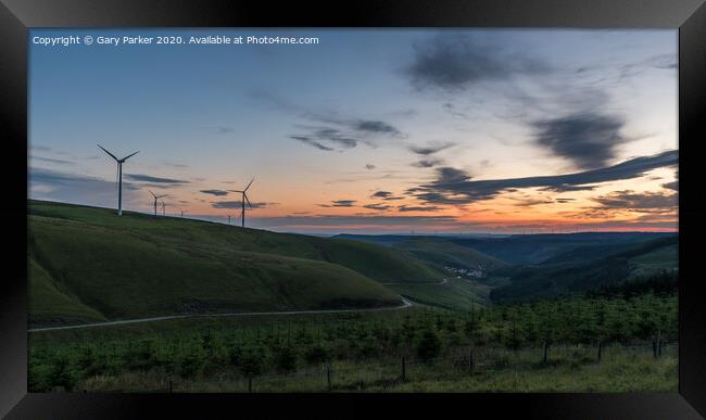 Sunset over the south Wales valleys from the Bwlch mountain.  Framed Print by Gary Parker