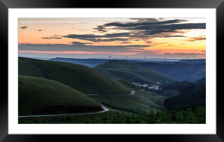Sunset over the south Wales valleys from the Bwlch mountain. Framed Mounted Print by Gary Parker