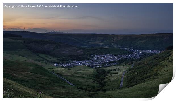 Sunset over the Welsh Valleys Print by Gary Parker