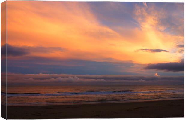 Sunset over Sandown Bay Canvas Print by Jeremy Hayden