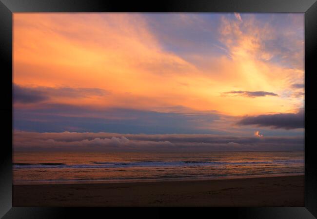Sunset over Sandown Bay Framed Print by Jeremy Hayden