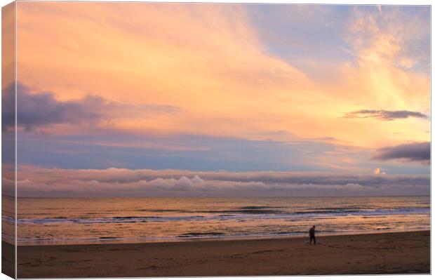 Sunset on Sandown Beach Canvas Print by Jeremy Hayden
