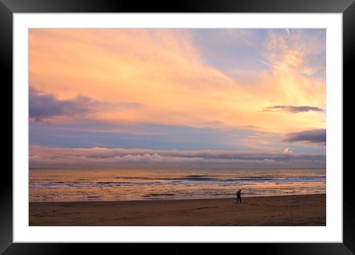 Sunset on Sandown Beach Framed Mounted Print by Jeremy Hayden