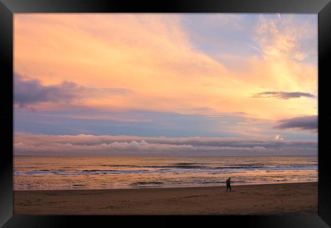Sunset on Sandown Beach Framed Print by Jeremy Hayden