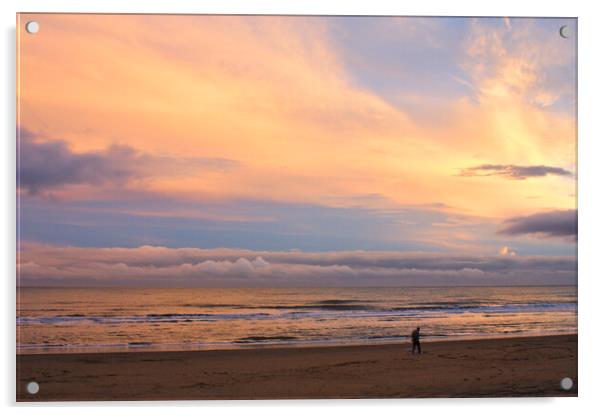 Sunset on Sandown Beach Acrylic by Jeremy Hayden