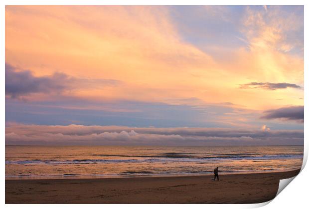 Sunset on Sandown Beach Print by Jeremy Hayden