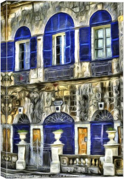 Maltese House Mdina Van Gogh Canvas Print by David Pyatt