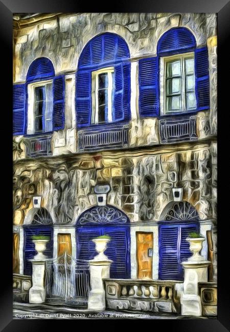 Maltese House Mdina Van Gogh Framed Print by David Pyatt