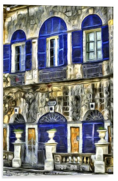 Maltese House Mdina Van Gogh Acrylic by David Pyatt
