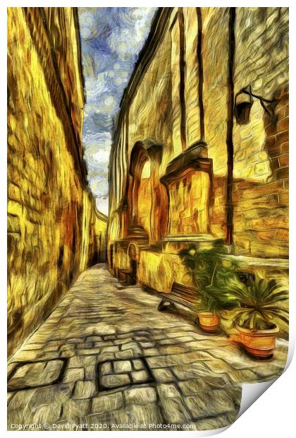 Mdina Street Malta Van Gogh Print by David Pyatt