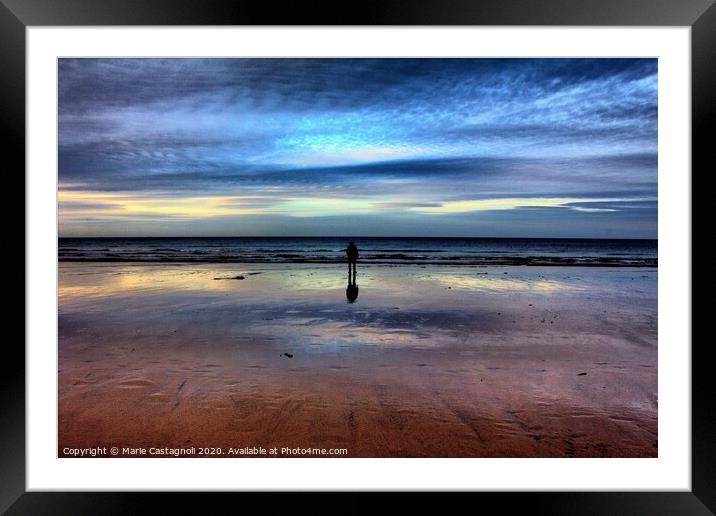 A Tourist First Walk On A Yorkshire Beach  Gazing  Framed Mounted Print by Marie Castagnoli