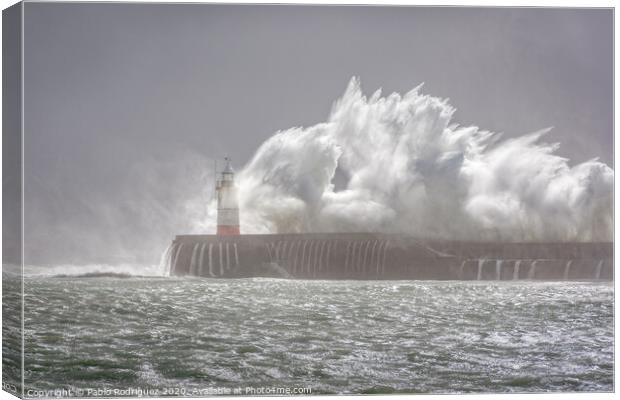 Newhaven Lighthouse Storm Canvas Print by Pablo Rodriguez