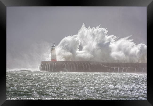 Newhaven Lighthouse Storm Framed Print by Pablo Rodriguez