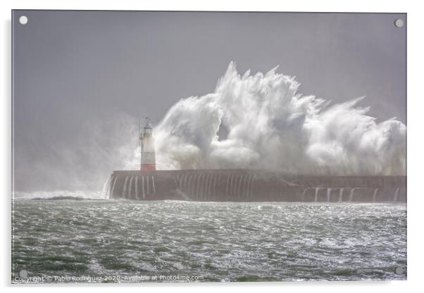 Newhaven Lighthouse Storm Acrylic by Pablo Rodriguez