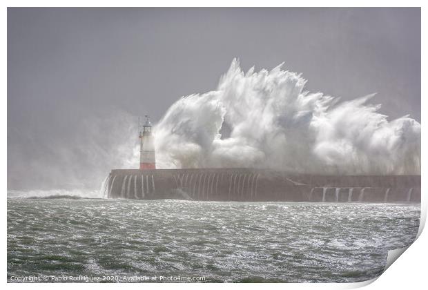 Newhaven Lighthouse Storm Print by Pablo Rodriguez
