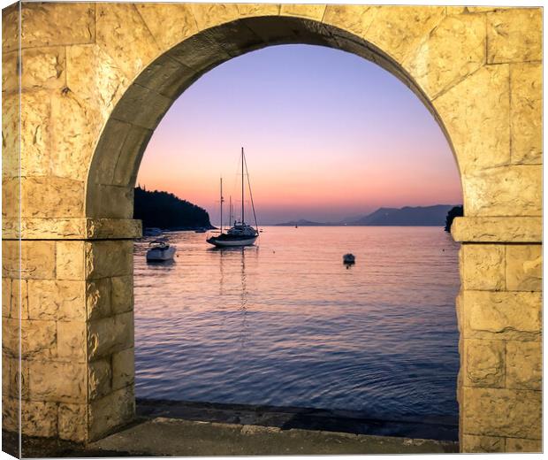 Stunning arches of Cavtat old town Canvas Print by Naylor's Photography