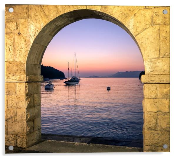 Stunning arches of Cavtat old town Acrylic by Naylor's Photography
