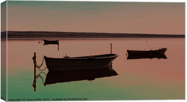 Fishing Boats Fleet Lagoon Canvas Print by tony smith