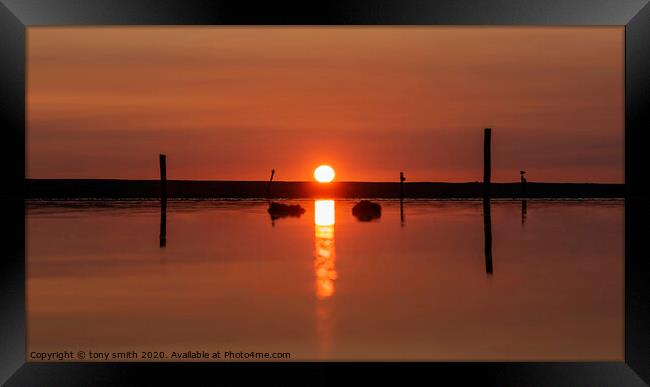 A sunset over Fleet Lagoon Framed Print by tony smith