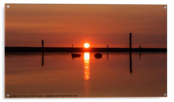 A sunset over Fleet Lagoon Acrylic by tony smith