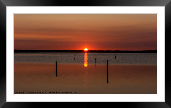 A sunset over Fleet Lagoon Framed Mounted Print by tony smith