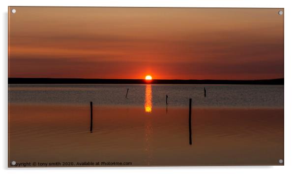 A sunset over Fleet Lagoon Acrylic by tony smith