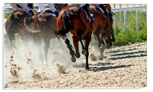 Horse race close-up. Acrylic by Mikhail Pogosov