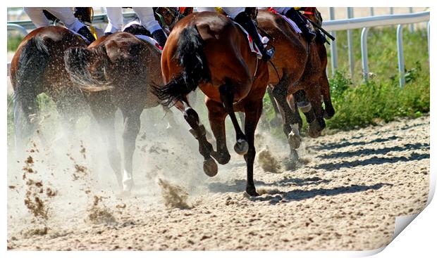 Horse race close-up. Print by Mikhail Pogosov