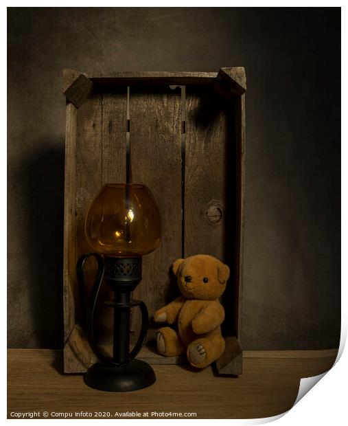 still life with teddy and old light Print by Chris Willemsen