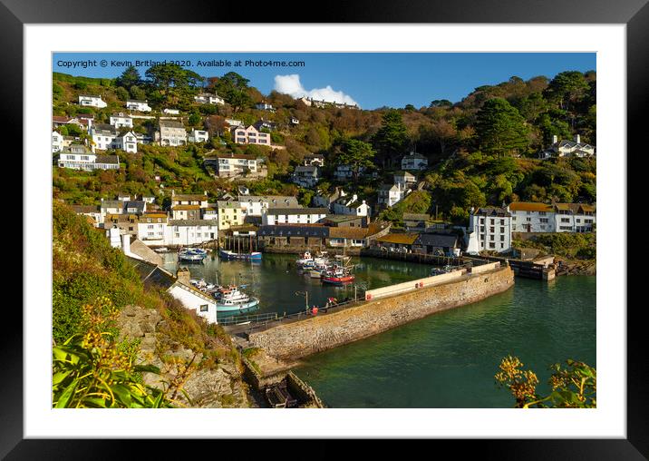 polperro harbour cornwall Framed Mounted Print by Kevin Britland