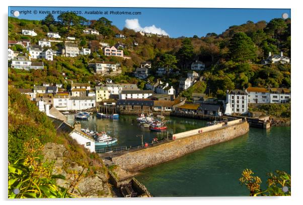 polperro harbour cornwall Acrylic by Kevin Britland