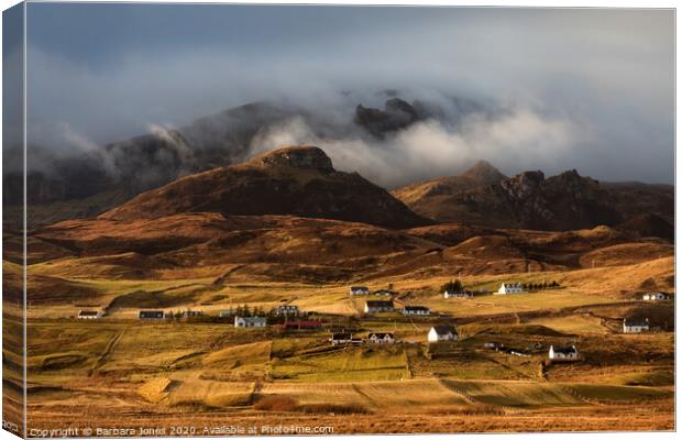  Misty Quiraing from Staffin Isle of Skye Scotland Canvas Print by Barbara Jones