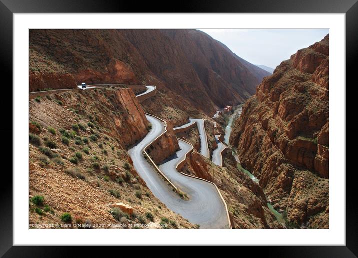 Dades Gorge Ribbon Road Framed Mounted Print by Liam Neon