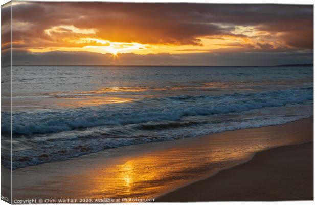 Algarve sunset - sun setting above the waves  Canvas Print by Chris Warham