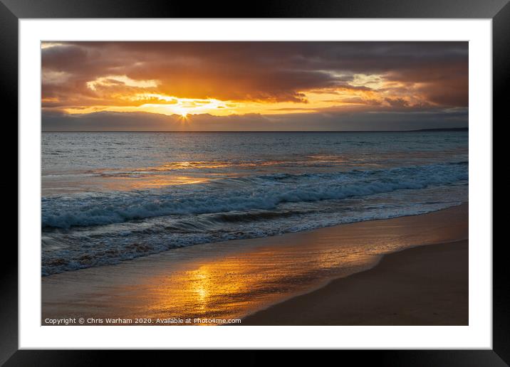 Algarve sunset - sun setting above the waves  Framed Mounted Print by Chris Warham