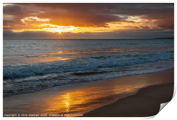 Algarve sunset - sun setting above the waves  Print by Chris Warham