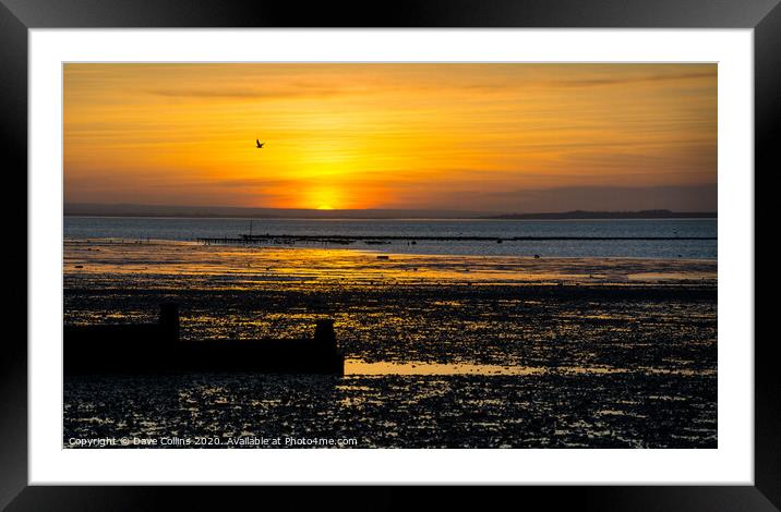 Sunset at Whitstable Beach, Kent, England Framed Mounted Print by Dave Collins