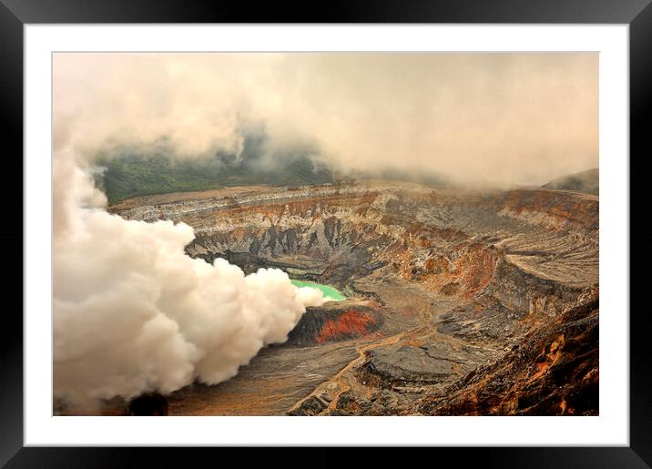 vulcano mountan plime erupting on costarica Framed Mounted Print by Alessandro Della Torre