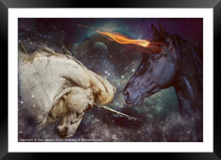 Fire & Ice Unicorns Framed Mounted Print by Jaxx Lawson